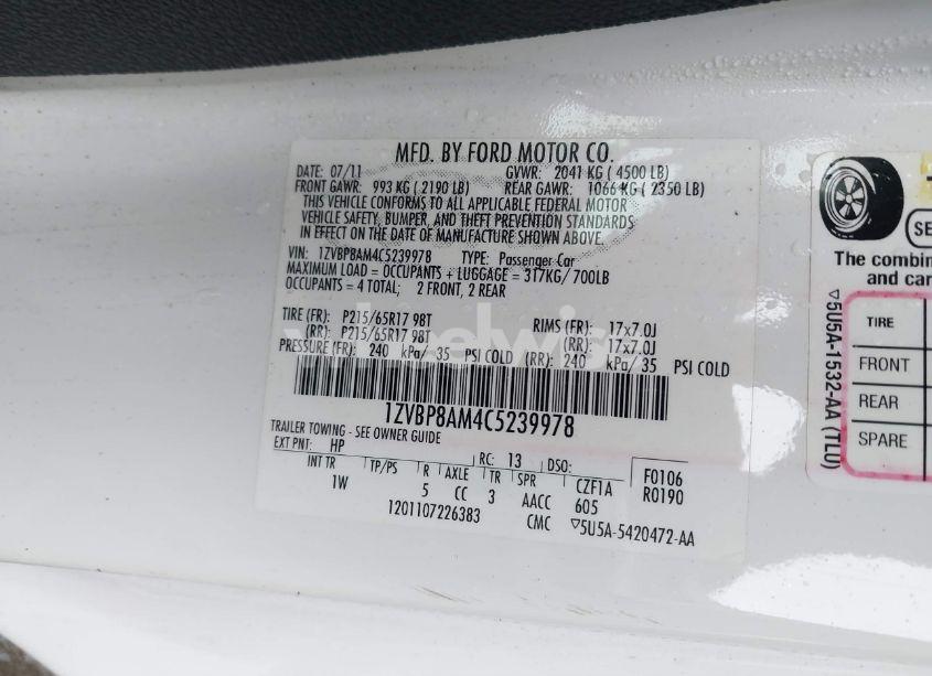 Photo 9 of 2012 Ford Mustang V6 (VIN 1ZVBP8AM4C5239978)