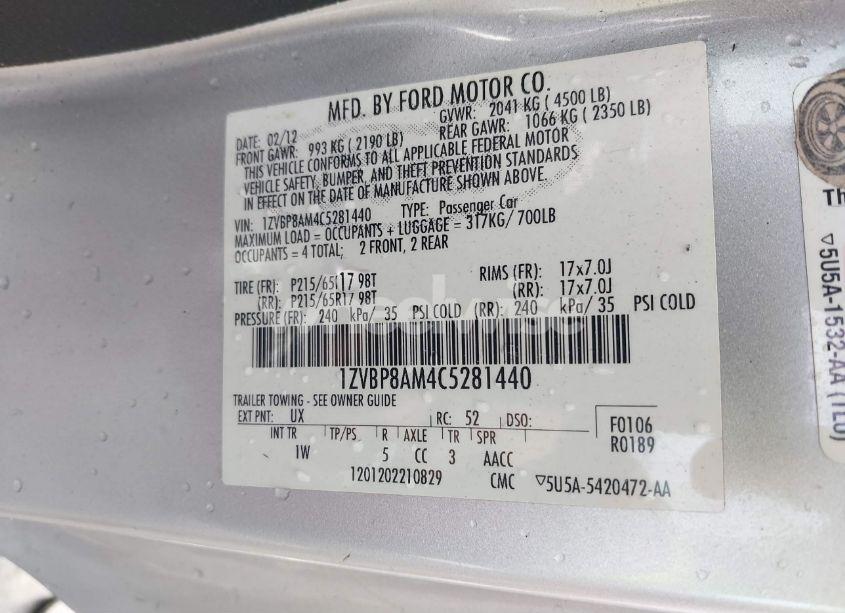 Photo 9 of 2012 Ford Mustang V6 (VIN 1ZVBP8AM4C5281440)