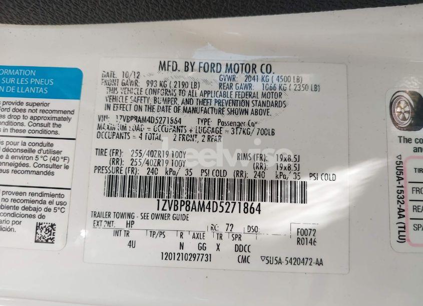 Photo 9 of 2013 Ford Mustang V6 PREMIUM (VIN 1ZVBP8AM4D5271864)