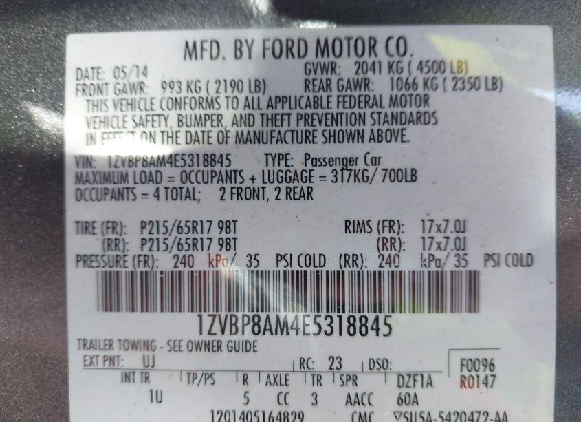 Photo 9 of 2014 Ford Mustang V6 (VIN 1ZVBP8AM4E5318845)