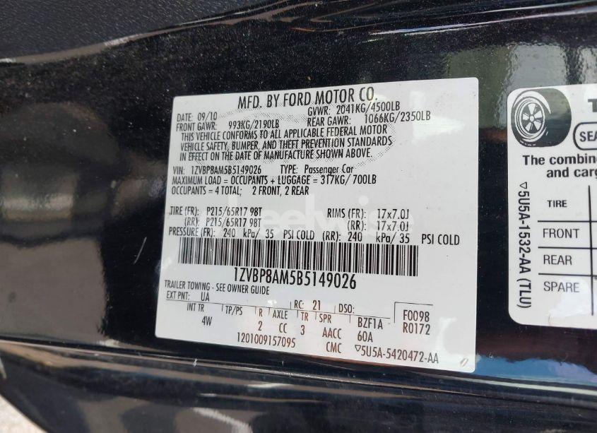 Photo 9 of 2011 Ford Mustang V6 PREMIUM (VIN 1ZVBP8AM5B5149026)