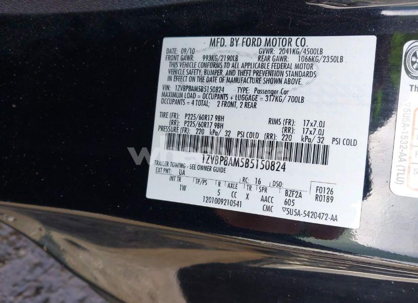 Photo 9 of 2011 Ford Mustang V6 (VIN 1ZVBP8AM5B5150824)