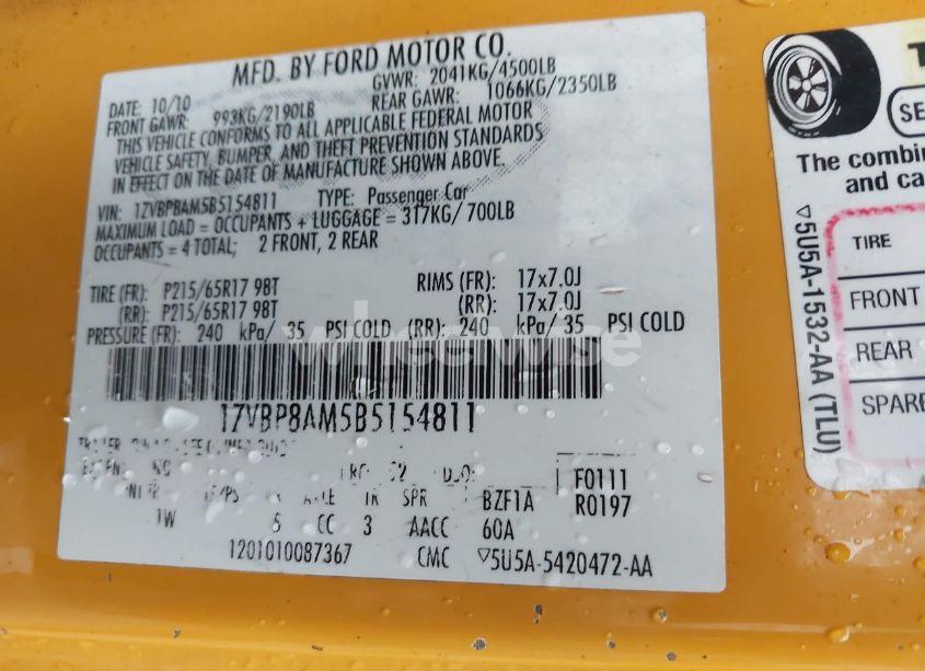 Photo 9 of 2011 Ford Mustang V6 (VIN 1ZVBP8AM5B5154811)