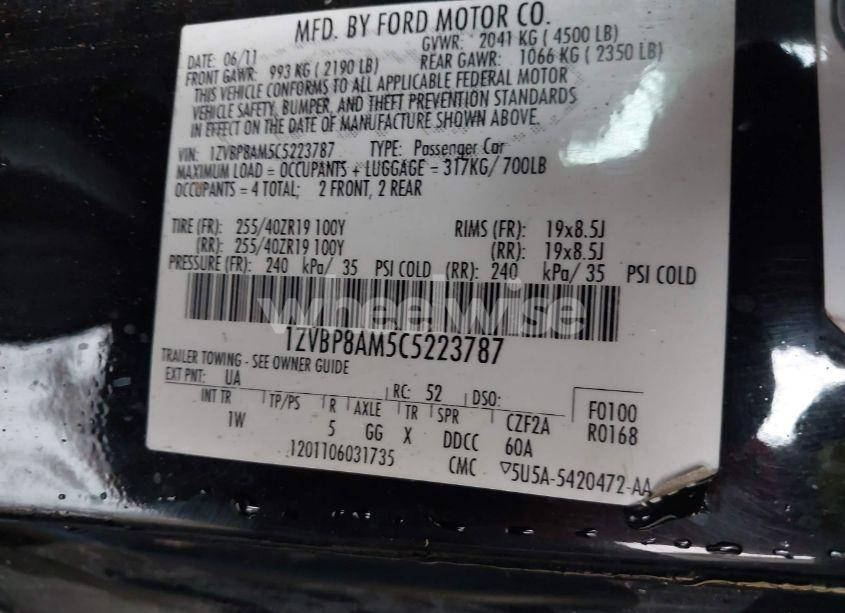 Photo 9 of 2012 Ford Mustang V6 (VIN 1ZVBP8AM5C5223787)