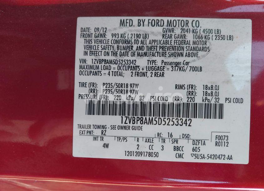 Photo 9 of 2013 Ford Mustang V6 PREMIUM (VIN 1ZVBP8AM5D5253342)