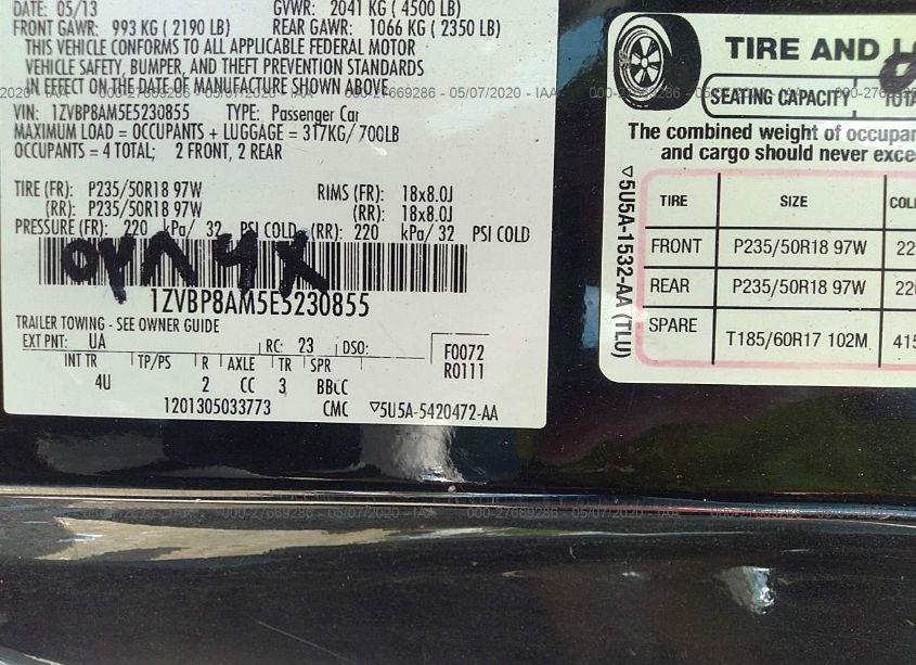 Photo 9 of 2014 Ford Mustang V6 PREMIUM (VIN 1ZVBP8AM5E5230855)