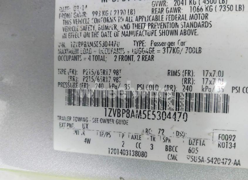 Photo 9 of 2014 Ford Mustang V6 PREMIUM (VIN 1ZVBP8AM5E5304470)