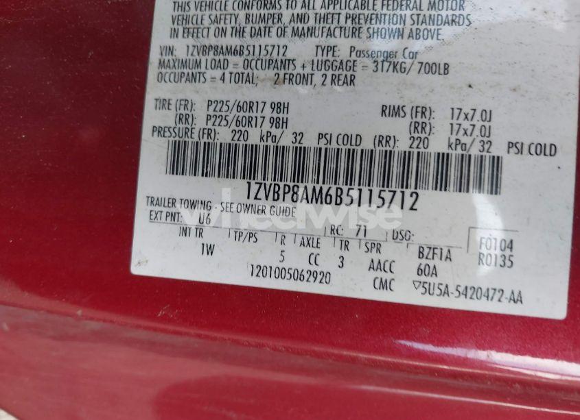 Photo 9 of 2011 Ford Mustang V6 (VIN 1ZVBP8AM6B5115712)