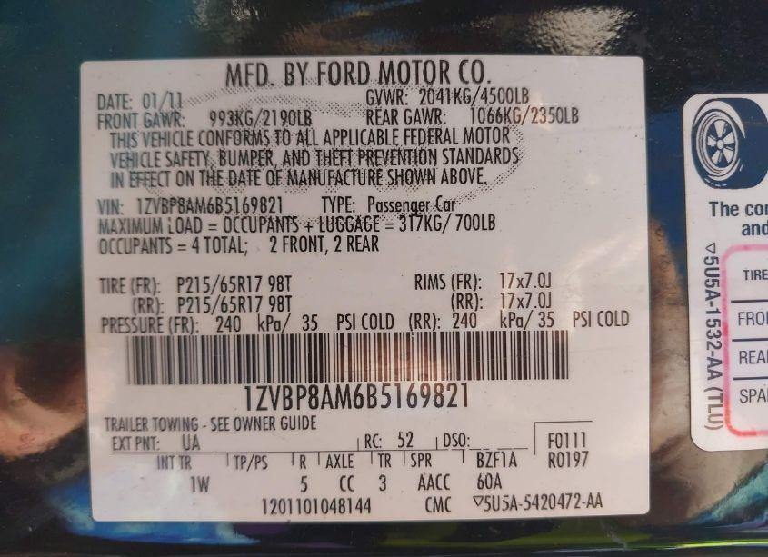 Photo 9 of 2011 Ford Mustang V6 (VIN 1ZVBP8AM6B5169821)