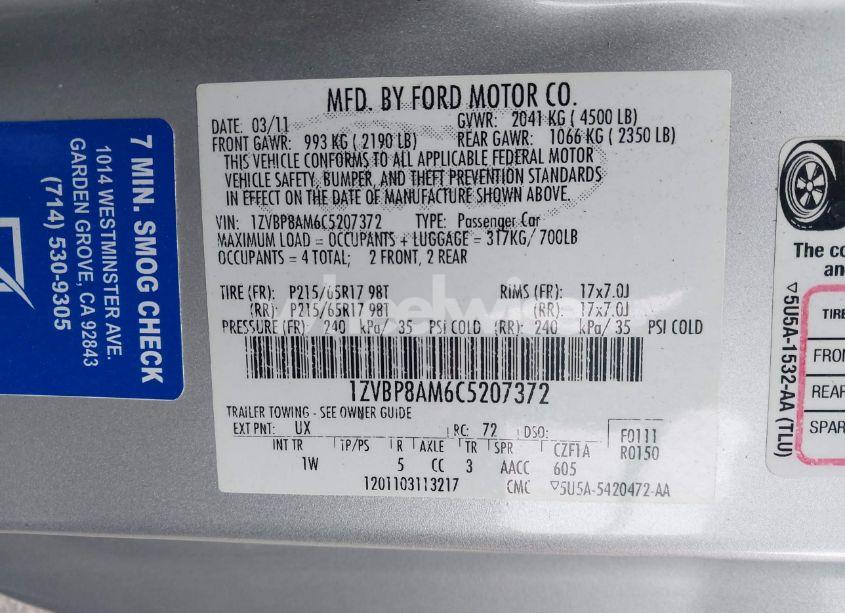 Photo 9 of 2012 Ford Mustang V6 (VIN 1ZVBP8AM6C5207372)