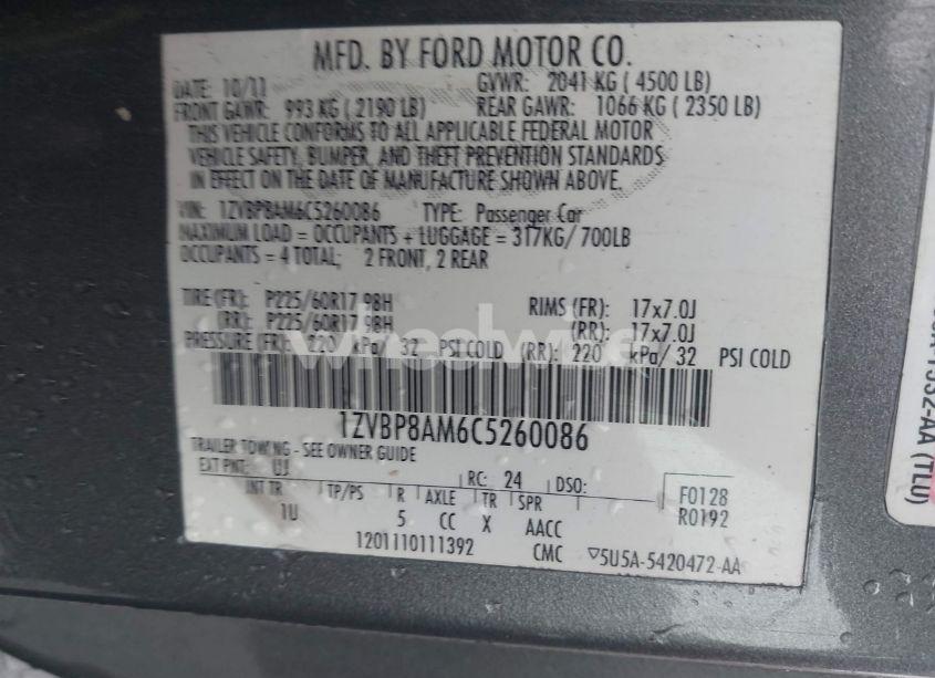 Photo 9 of 2012 Ford Mustang V6 (VIN 1ZVBP8AM6C5260086)