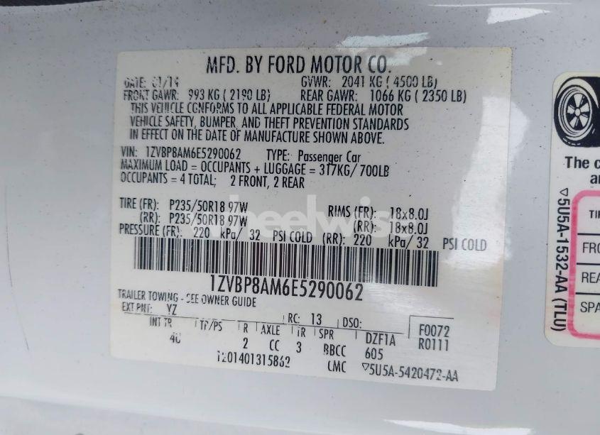 Photo 9 of 2014 Ford Mustang V6 PREMIUM (VIN 1ZVBP8AM6E5290062)