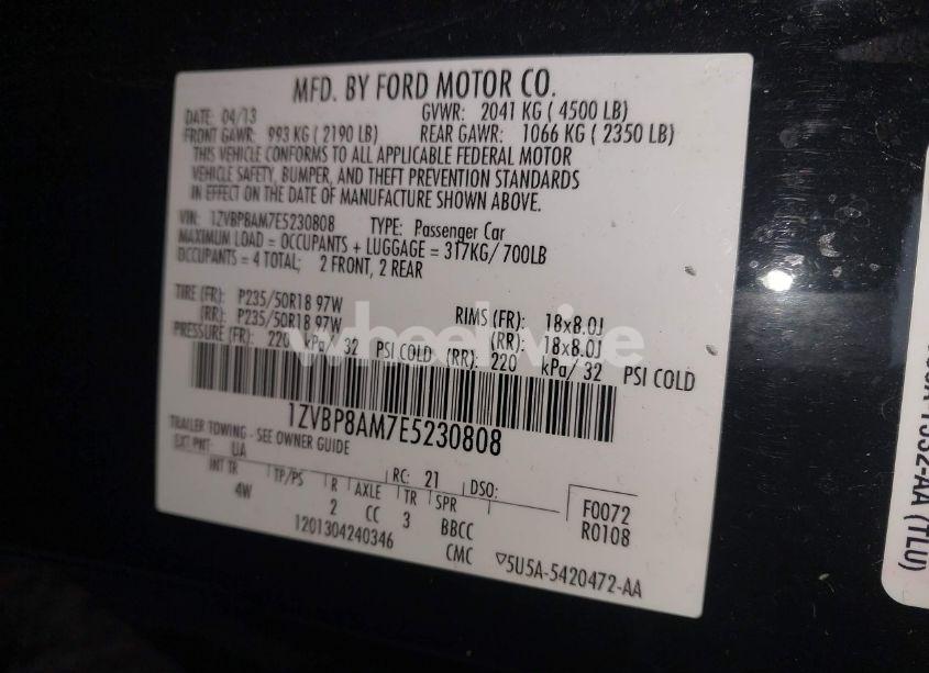 Photo 9 of 2014 Ford Mustang V6 PREMIUM (VIN 1ZVBP8AM7E5230808)