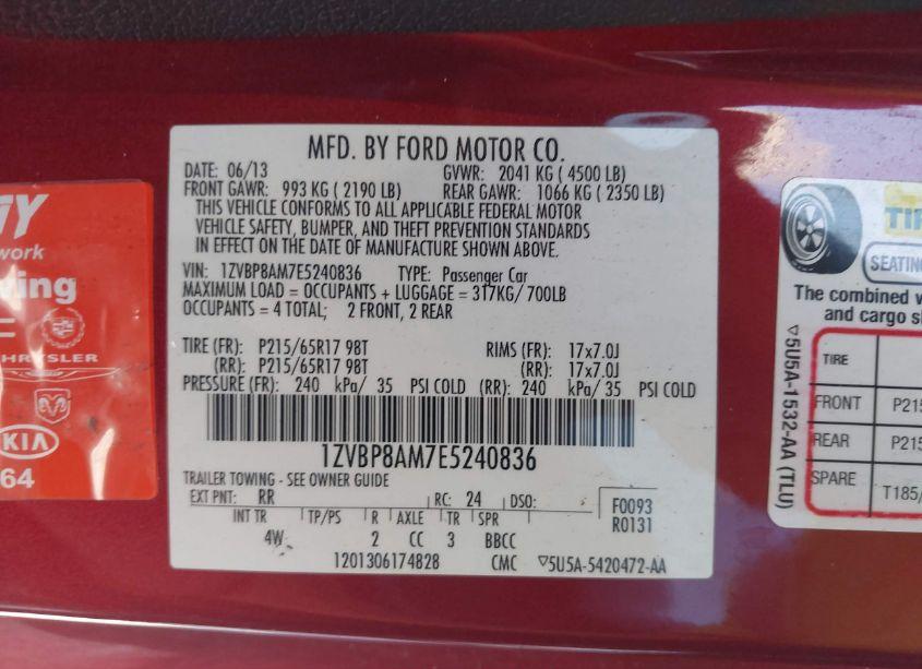 Photo 9 of 2014 Ford Mustang V6 PREMIUM (VIN 1ZVBP8AM7E5240836)