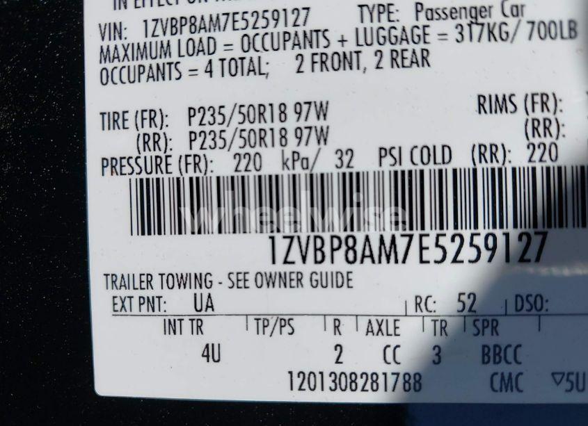 Photo 9 of 2014 Ford Mustang V6 PREMIUM (VIN 1ZVBP8AM7E5259127)