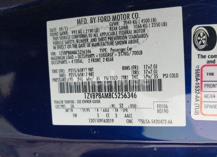 Photo 9 of 2012 Ford Mustang V6 (VIN 1ZVBP8AM8C5256346)