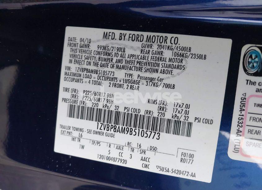 Photo 9 of 2011 Ford Mustang V6 (VIN 1ZVBP8AM9B5105773)