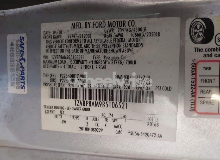 Photo 9 of 2011 Ford Mustang V6 PREMIUM (VIN 1ZVBP8AM9B5106521)