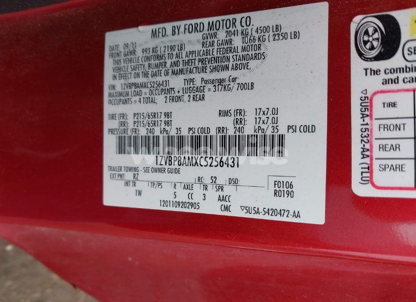 Photo 9 of 2012 Ford Mustang V6 (VIN 1ZVBP8AMXC5256431)