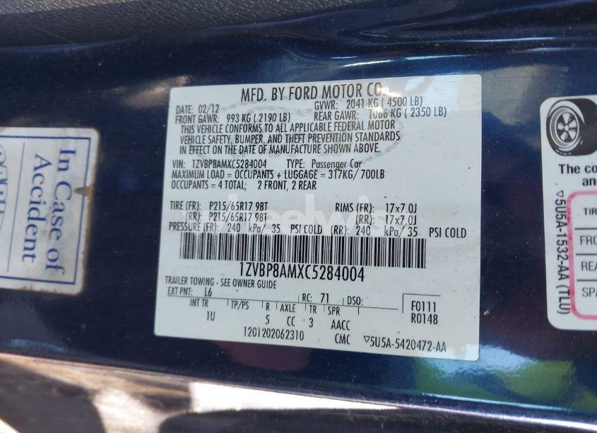 Photo 9 of 2012 Ford Mustang V6 (VIN 1ZVBP8AMXC5284004)