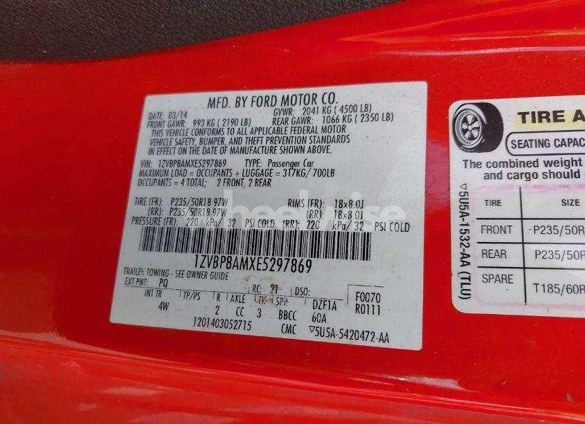 Photo 9 of 2014 Ford Mustang V6 PREMIUM (VIN 1ZVBP8AMXE5297869)