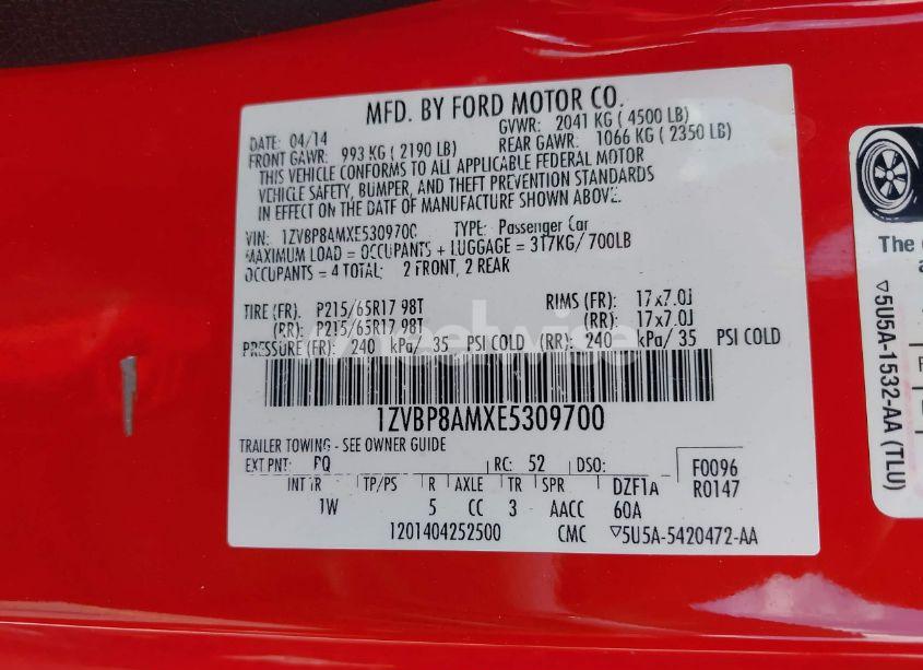 Photo 9 of 2014 Ford Mustang V6 (VIN 1ZVBP8AMXE5309700)