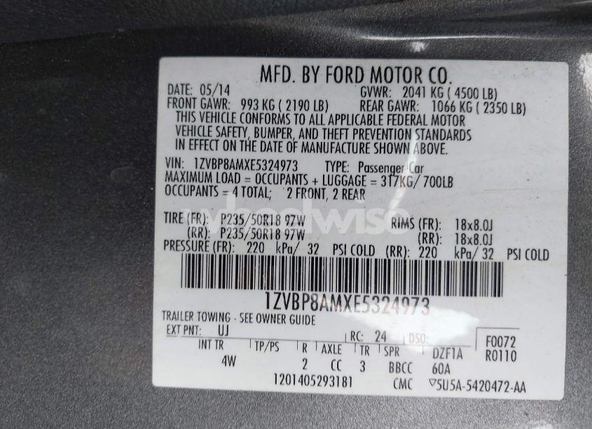 Photo 9 of 2014 Ford Mustang V6 PREMIUM (VIN 1ZVBP8AMXE5324973)