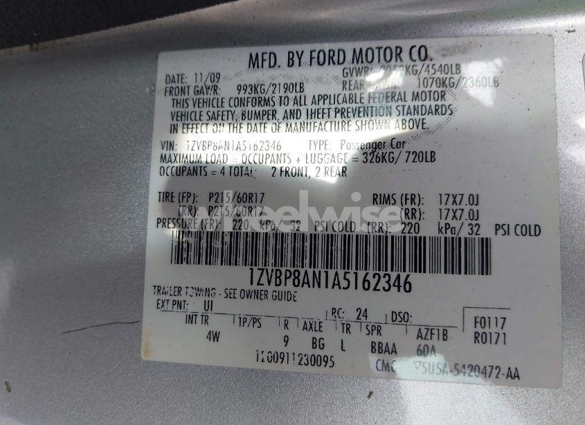 Photo 9 of 2010 Ford Mustang (VIN 1ZVBP8AN1A5162346)