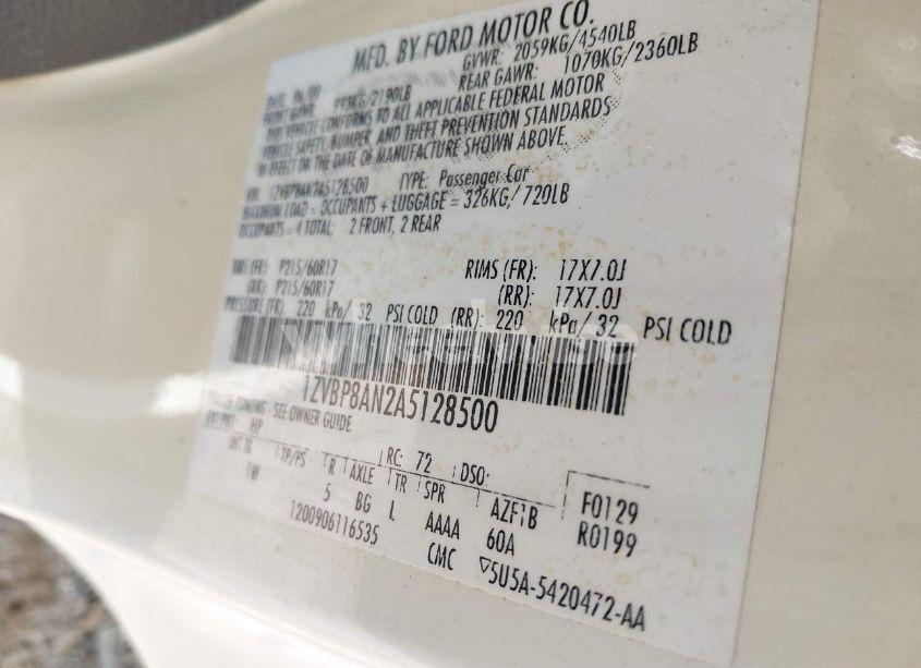 Photo 9 of 2010 Ford Mustang V6/V6 PREMIUM (VIN 1ZVBP8AN2A5128500)