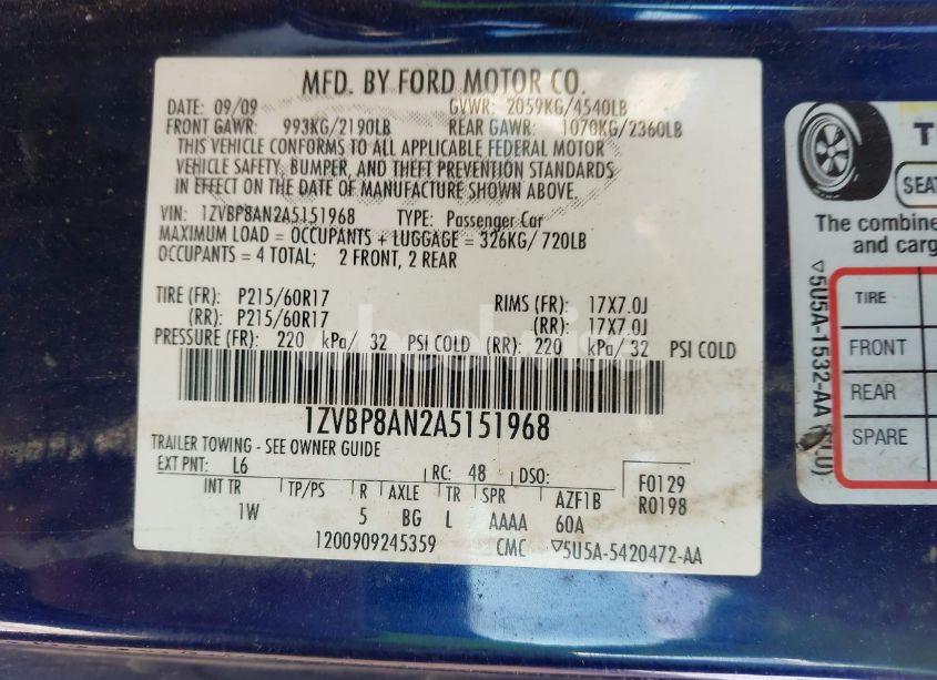 Photo 9 of 2010 Ford Mustang V6 (VIN 1ZVBP8AN2A5151968)