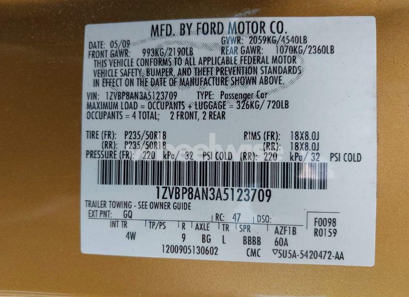 Photo 9 of 2010 Ford Mustang V6/V6 PREMIUM (VIN 1ZVBP8AN3A5123709)