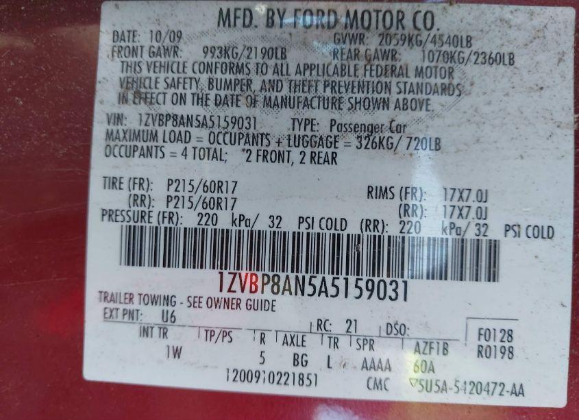 Photo 9 of 2010 Ford Mustang V6 (VIN 1ZVBP8AN5A5159031)