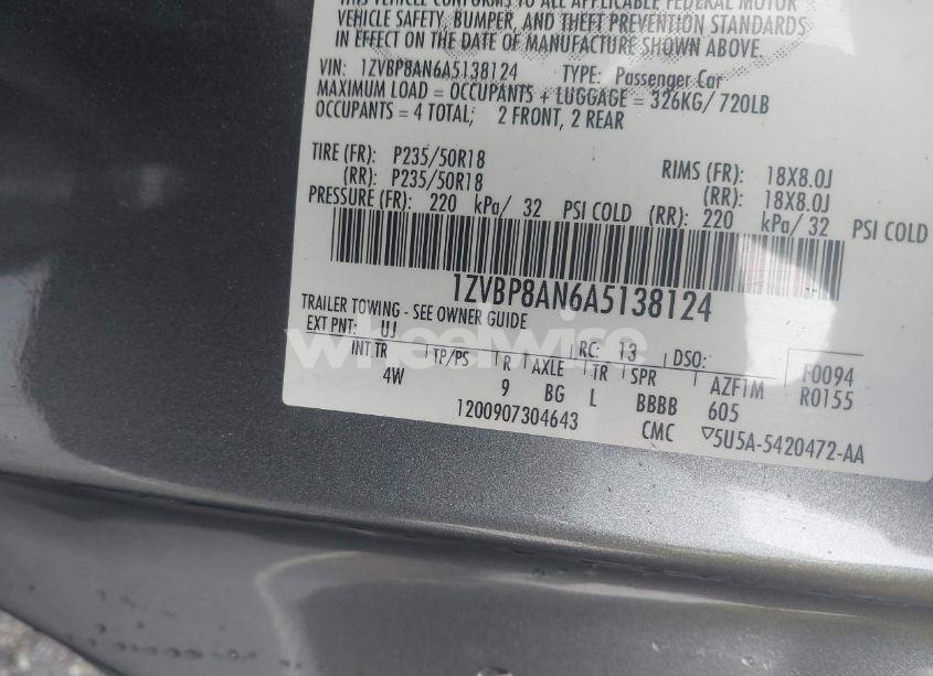 Photo 9 of 2010 Ford Mustang V6/V6 PREMIUM (VIN 1ZVBP8AN6A5138124)