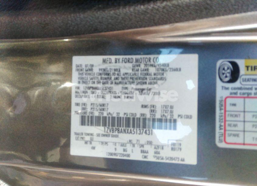 Photo 9 of 2010 Ford Mustang V6/V6 PREMIUM (VIN 1ZVBP8ANXA5137431)