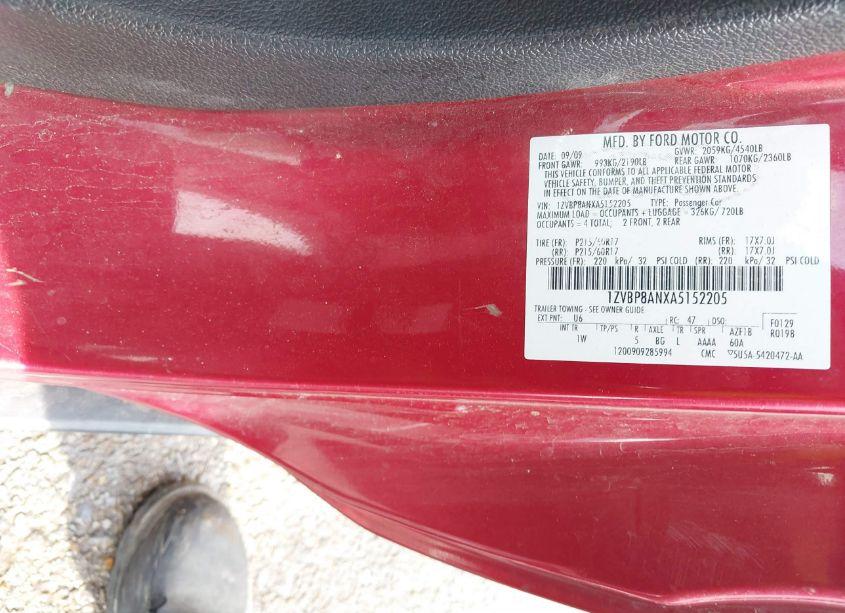 Photo 9 of 2010 Ford Mustang V6/V6 PREMIUM (VIN 1ZVBP8ANXA5152205)