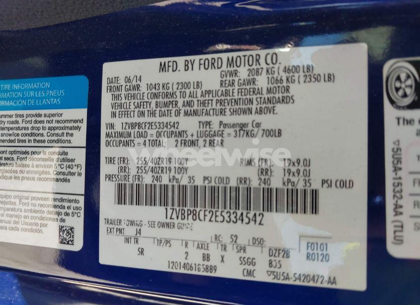 Photo 9 of 2014 Ford Mustang GT PREMIUM (VIN 1ZVBP8CF2E5334542)