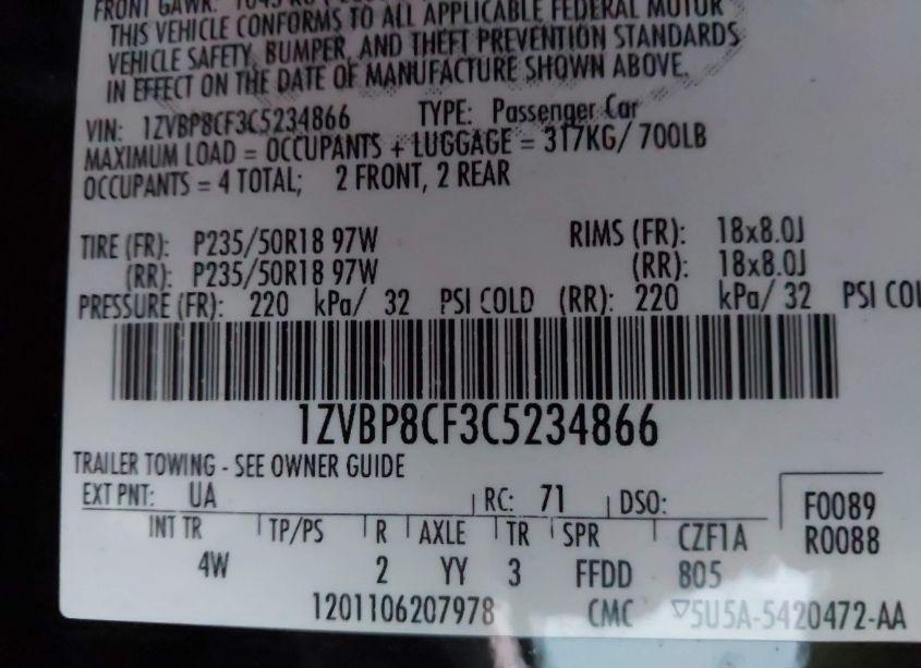 Photo 9 of 2012 Ford Mustang GT PREMIUM (VIN 1ZVBP8CF3C5234866)