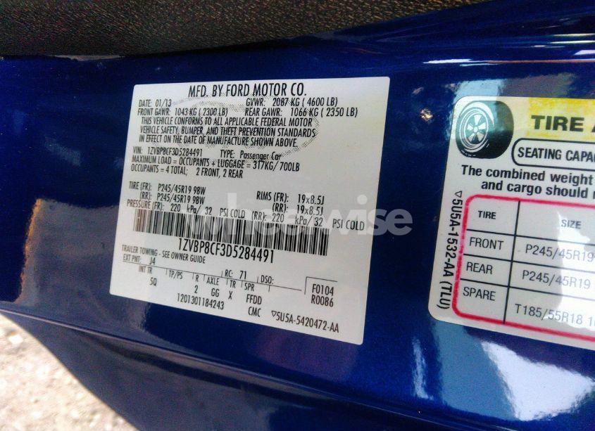 Photo 9 of 2013 Ford Mustang GT PREMIUM (VIN 1ZVBP8CF3D5284491)