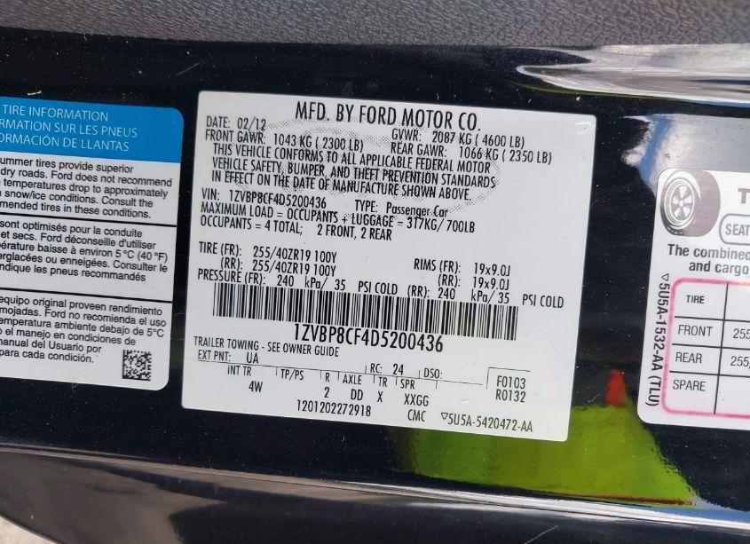 Photo 9 of 2013 Ford Mustang GT PREMIUM (VIN 1ZVBP8CF4D5200436)