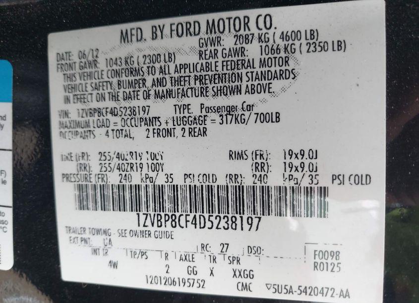 Photo 9 of 2013 Ford Mustang GT PREMIUM (VIN 1ZVBP8CF4D5238197)