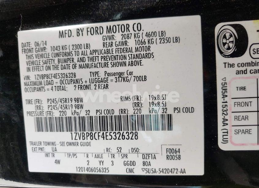 Photo 9 of 2014 Ford Mustang GT PREMIUM (VIN 1ZVBP8CF4E5326328)