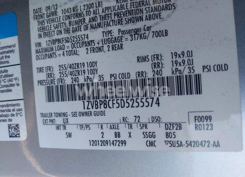 Photo 9 of 2013 Ford Mustang GT PREMIUM (VIN 1ZVBP8CF5D5255574)