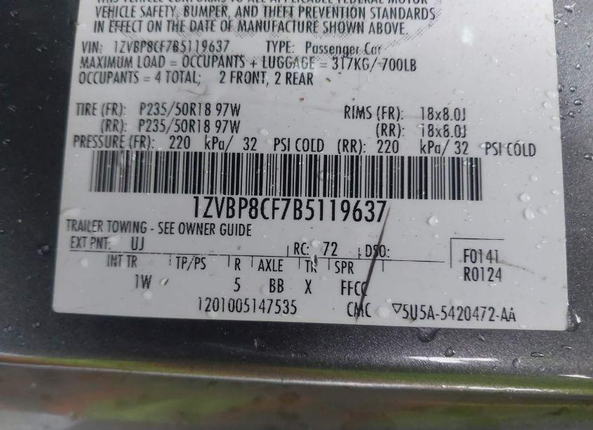 Photo 9 of 2011 Ford Mustang GT (VIN 1ZVBP8CF7B5119637)