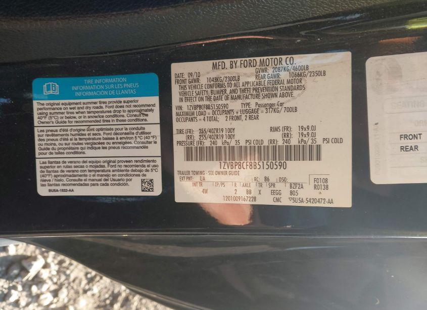 Photo 9 of 2011 Ford Mustang GT PREMIUM (VIN 1ZVBP8CF8B5150590)