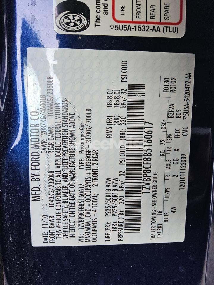 Photo 12 of 2011 FORD MUSTANG GT (VIN 1ZVBP8CF8B5160617)