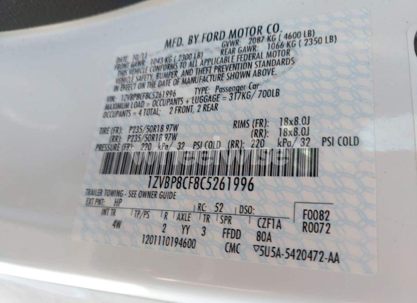 Photo 8 of 2012 Ford Mustang GT PREMIUM (VIN 1ZVBP8CF8C5261996)