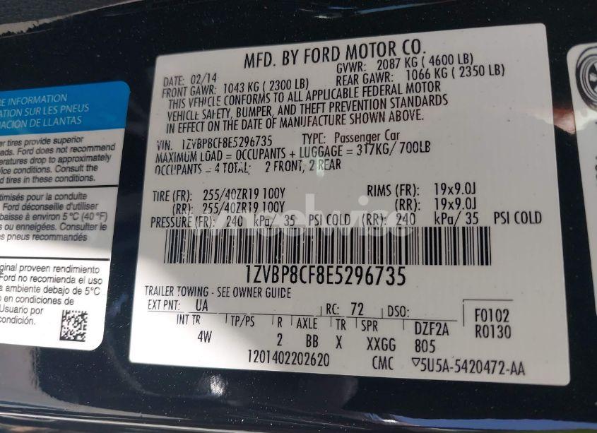 Photo 9 of 2014 Ford Mustang GT PREMIUM (VIN 1ZVBP8CF8E5296735)