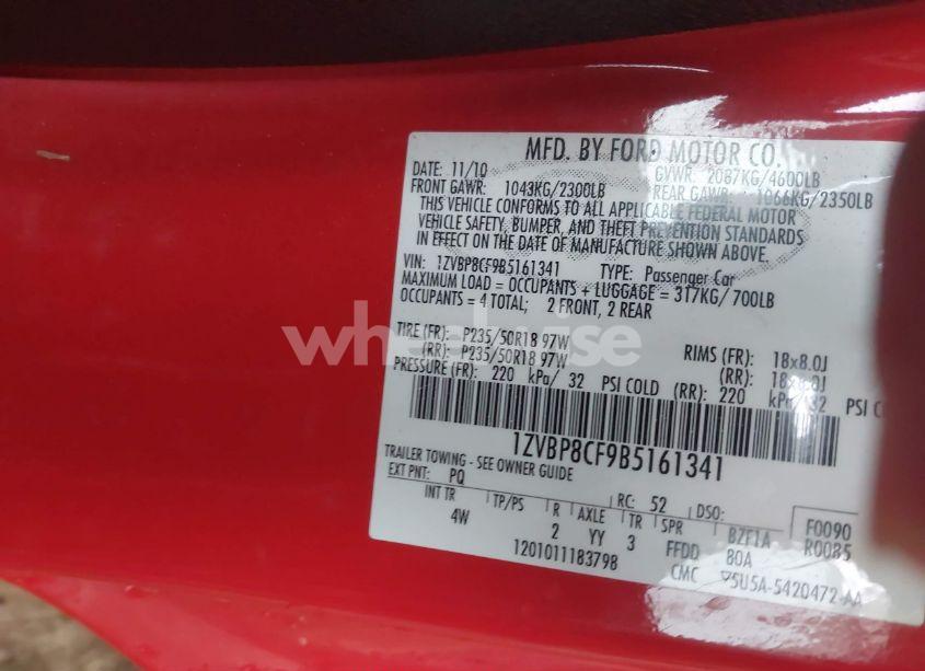 Photo 9 of 2011 Ford Mustang GT PREMIUM (VIN 1ZVBP8CF9B5161341)