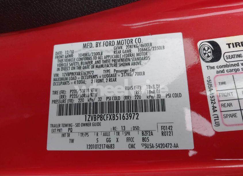 Photo 9 of 2011 Ford Mustang GT (VIN 1ZVBP8CFXB5163972)