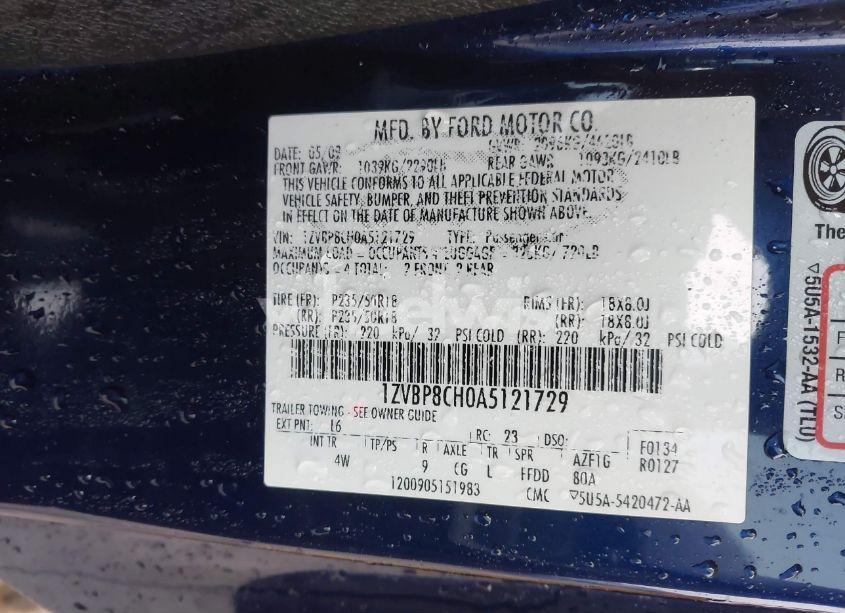 Photo 9 of 2010 Ford Mustang GT/GT PREMIUM (VIN 1ZVBP8CH0A5121729)